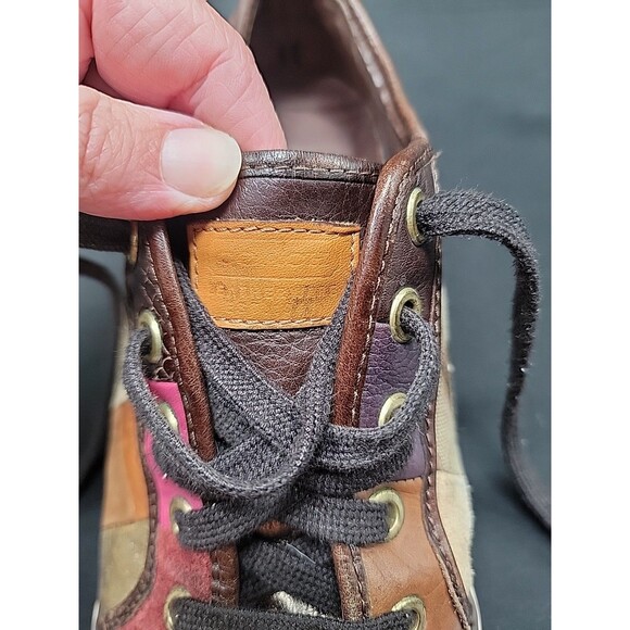 Signature Coach Dawnell Patchwork Leather Suede Lace Up Sneakers Size 7.5M Brown - Picture 9 of 13